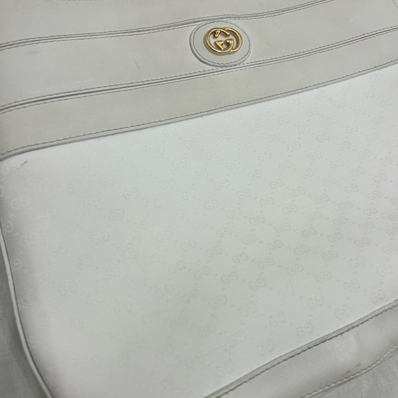 White leather logo gucci shoulder bag purse - Picture 3 of 11